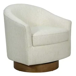 Ashton Cream Swivel Chair with Wood Base