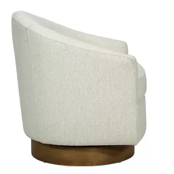 Ashton Cream Swivel Chair with Wood Base