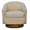 Ashton Tan Swivel Chair with Wood Base
