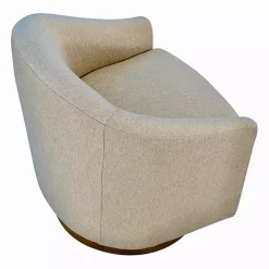 Ashton Tan Swivel Chair with Wood Base