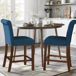 Aubrey Navy Upholstered 2-pc. Counter Stool Set