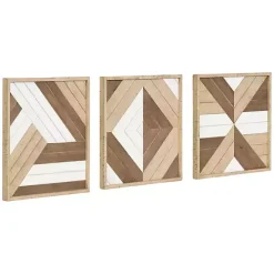 Ballez Geometric Wood Wall Plaques, Set of 3