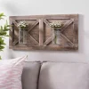 Barn Door Wall Plaque with Glass Vases