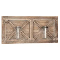 Barn Door Wall Plaque with Glass Vases