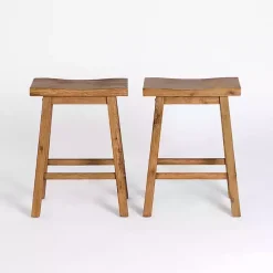 Barnwood Sonoma Saddle Counter Stools, Set of 2