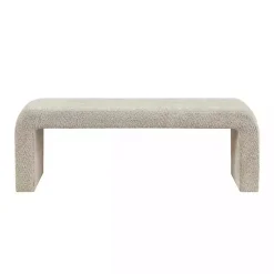 Beige Boucle Waterfall Bench, 52 in.