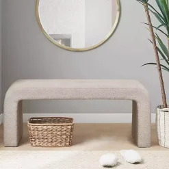 Beige Boucle Waterfall Bench