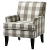 Beige Buffalo Check Upholstered Armchair