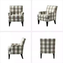 Beige Buffalo Check Upholstered Armchair