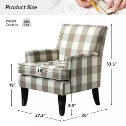 Beige Buffalo Check Upholstered Armchair