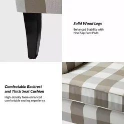 Beige Buffalo Check Upholstered Armchair