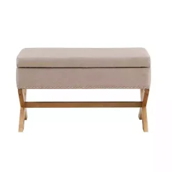 Beige Crossed Storage Ottoman