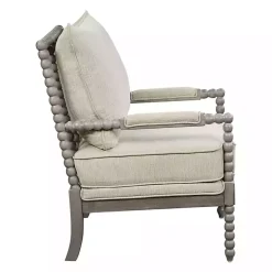 Beige Liam Turned Leg Accent Chair