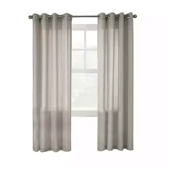 Beige Linen Light Filtering Curtain Panel, 95 in.