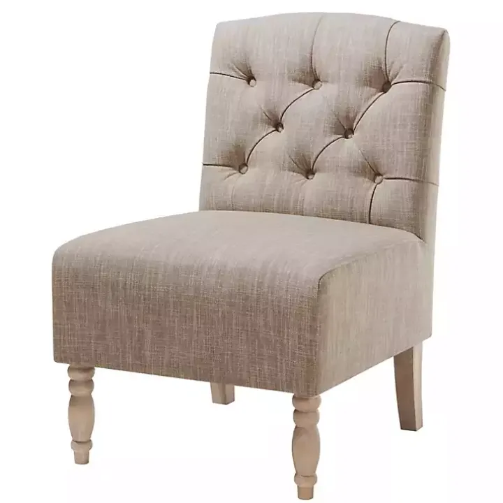 Beige Luna Tufted Armless Accent Chair