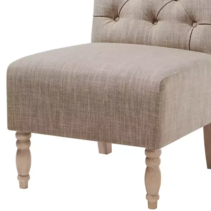 Beige Luna Tufted Armless Accent Chair