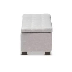 Beige Tufted Contemporary Storage Bench
