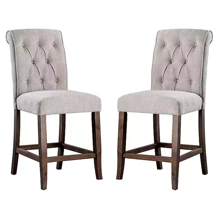 Beige Tufted Landon Counter Stools, Set of 2
