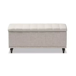 Beige Tufted Upholstery Storage Ottoman