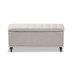 Beige Tufted Upholstery Storage Ottoman