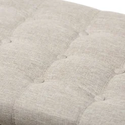 Beige Tufted Upholstery Storage Ottoman