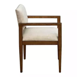 Beige Upholstered Wood Dining Chairs, Set of 2