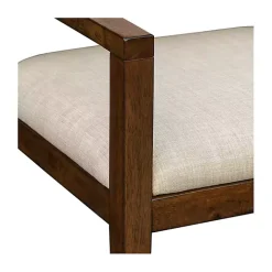 Beige Upholstered Wood Dining Chairs, Set of 2