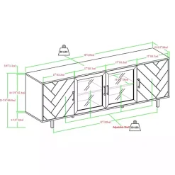 Birch Wood Herringbone 4-Door TV Stand