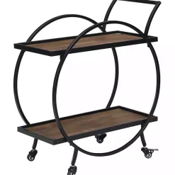 Black & Brown Wood 2-Tier Odessa Bar Cart