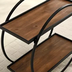 Black & Brown Wood 2-Tier Odessa Bar Cart