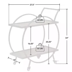 Black & Brown Wood 2-Tier Odessa Bar Cart