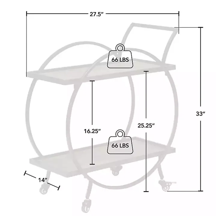 Black & Brown Wood 2-Tier Odessa Bar Cart
