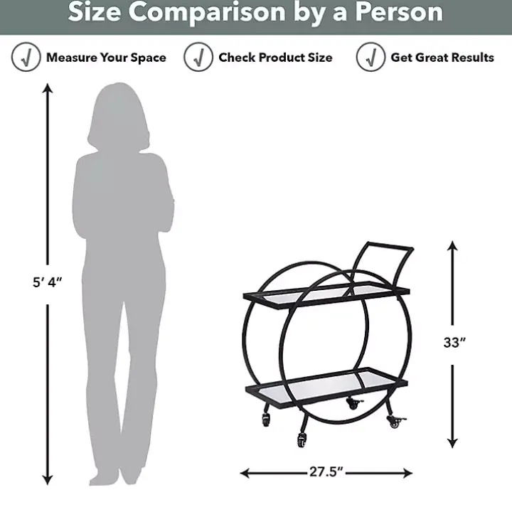 Black & Brown Wood 2-Tier Odessa Bar Cart