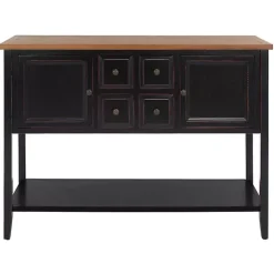 Black & Oak 4-Drawer Charlotte Sideboard
