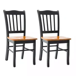 Black & Oak Wood Shaker Dining Chairs, Set of 2