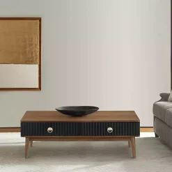 Black & Walnut Soft-Close Wood Coffee Table