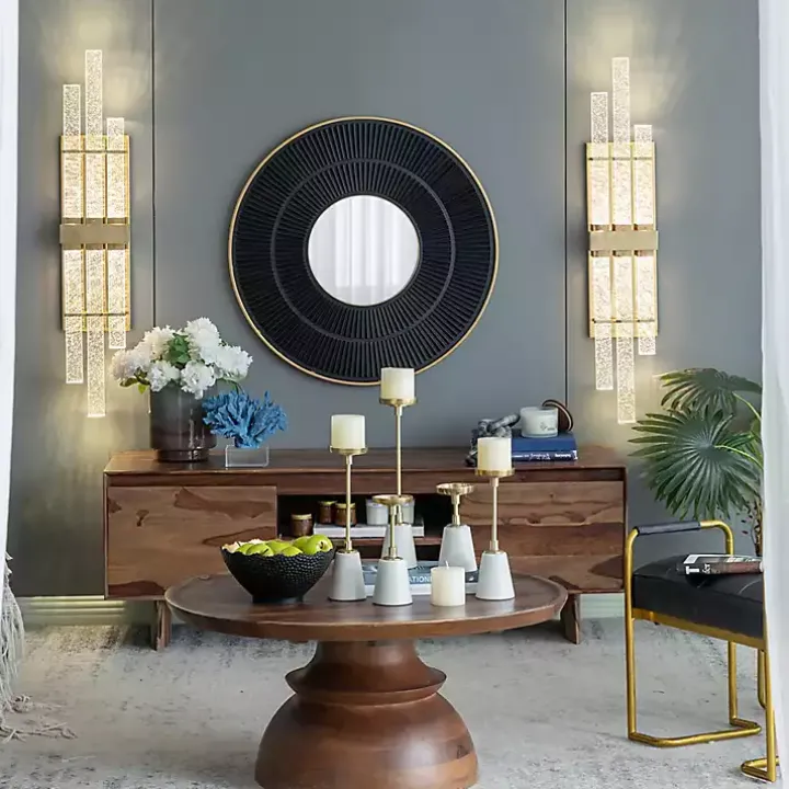 Black and Gold Double Ribbed Wall Mirror