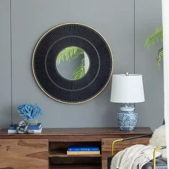 Black and Gold Double Ribbed Wall Mirror