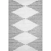 Black and Ivory Diamond Washable Area Rug, 5x8