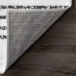 Black and Ivory Diamond Washable Runner