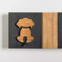 Black and Natural Wood Dog Hooks