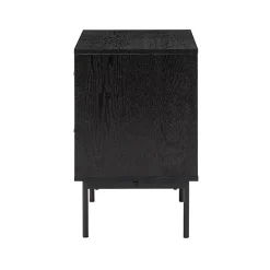 Black and Natural Wood 2-Drawer Nightstand