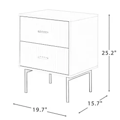 Black and Natural Wood 2-Drawer Nightstand