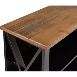 Black and Rustic Oak Wood Farmhouse Console Table