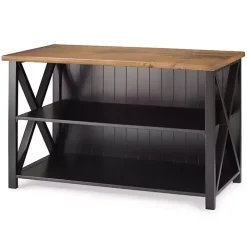 Black and Rustic Oak Wood Farmhouse Console Table