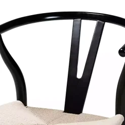 Black and Tan Wishbone Dining Chairs, Set of 2