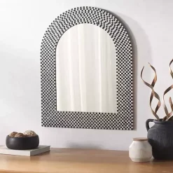 Black and White Checkered Arch Wall Mirror