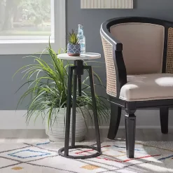Black and White Marble Adjustable Drink Table