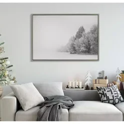 Black and White Snow Day Framed Canvas Art Print