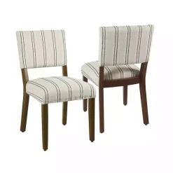 Black and White Striped Dining Chairs, Set of 2